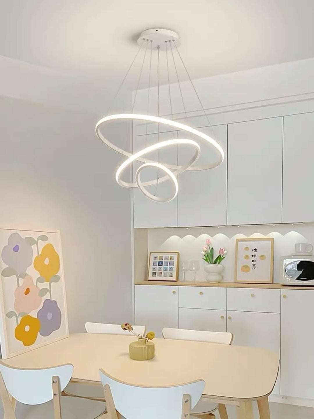 LED Ceiling Chandeliers Rings with Remote (White)