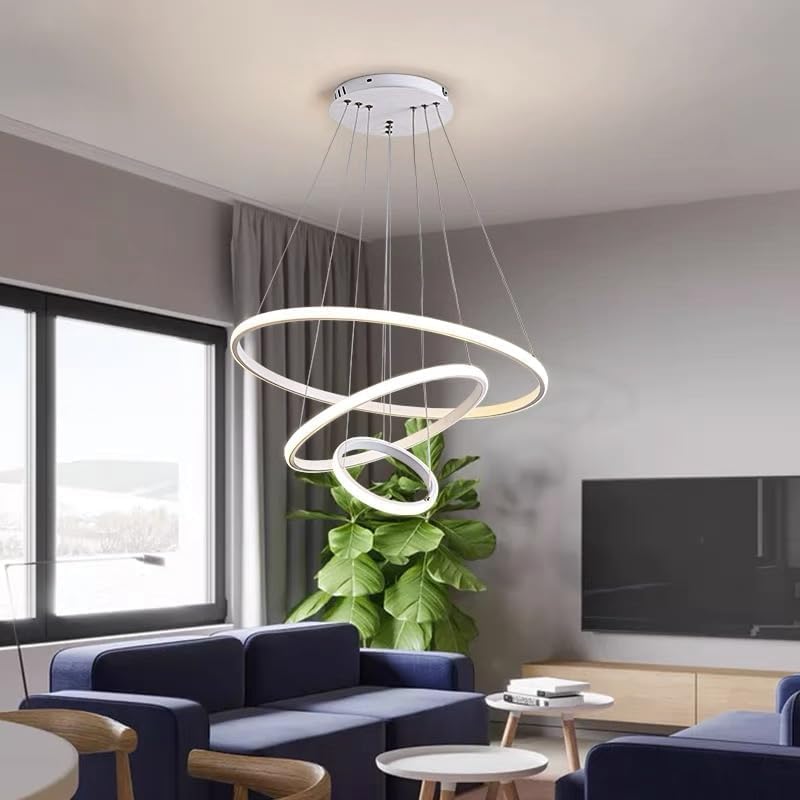 LED Ceiling Chandeliers Rings with Remote (White)