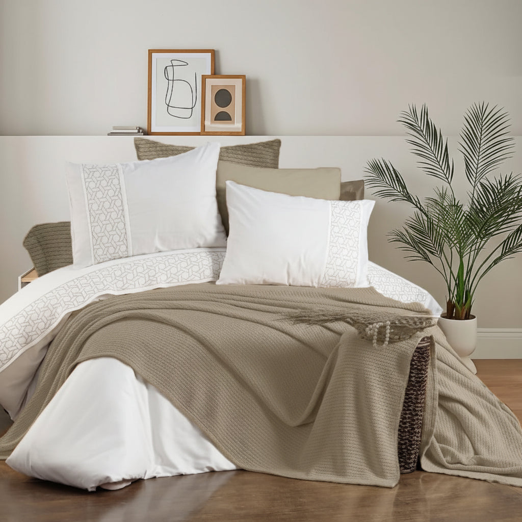 Egyptian cotton Orchid Coverlet - Dark Cafe Color - 225 x 255 CM - 2KG