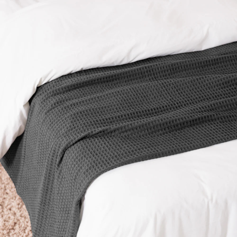 Cotton Club Waffle Blanket Throw Charcoal