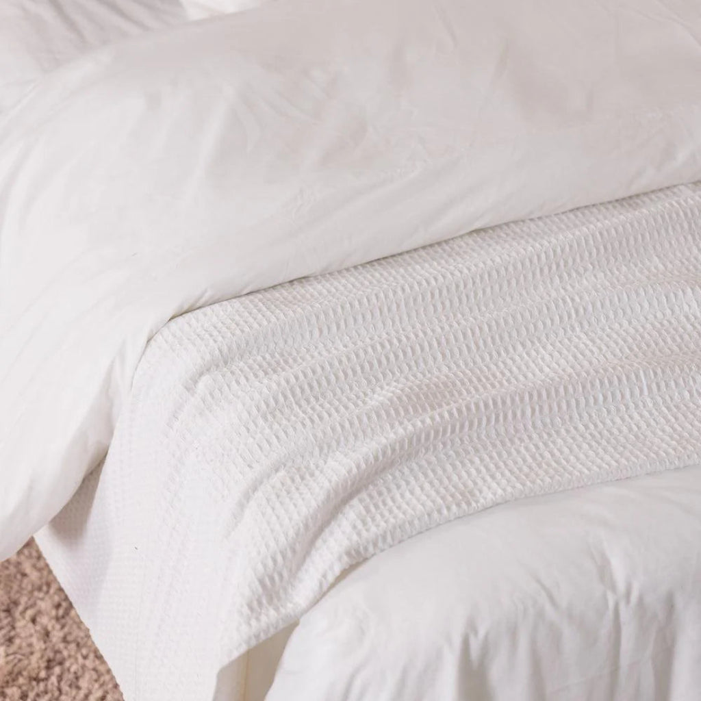 Cotton Club Waffle Blanket Throw White