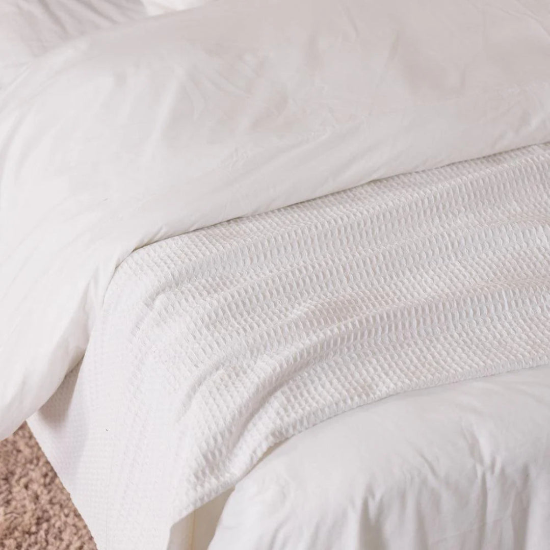 Cotton Club Waffle Blanket Throw White